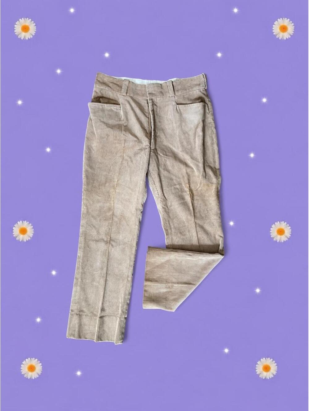 Vintage 90s Beige Corduroy Straight Leg Pants size 38 🤎